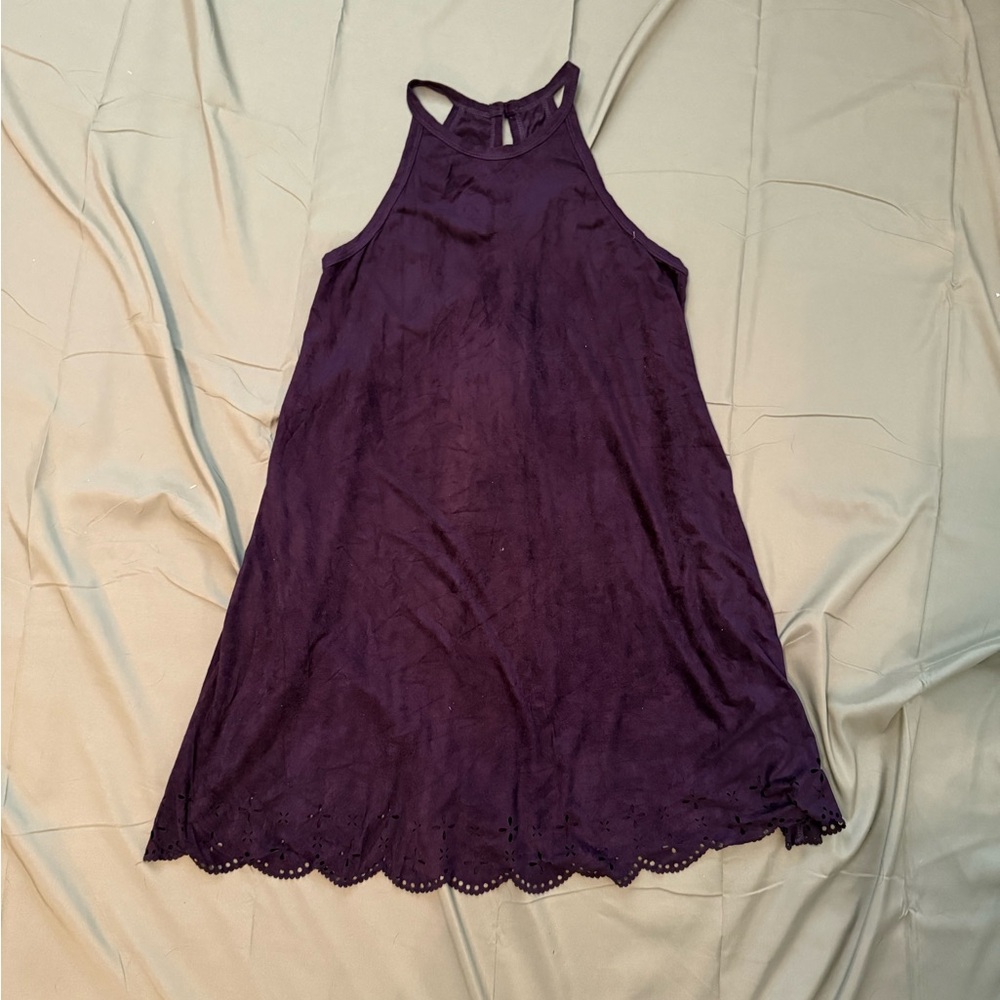 Purple Sleeveless A Line Mini Dress